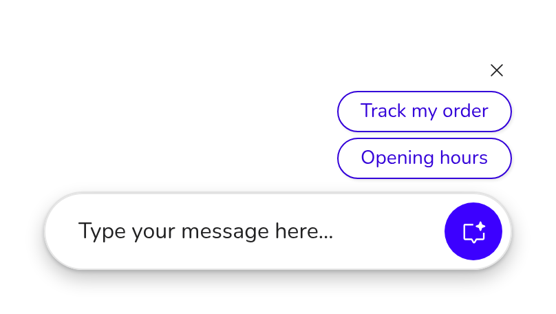 The chat bar button with two suggestions