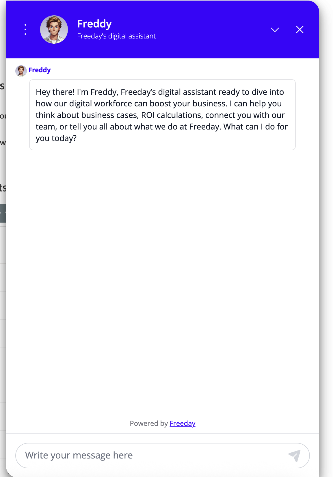 The Freeday widget open on a SharePoint page