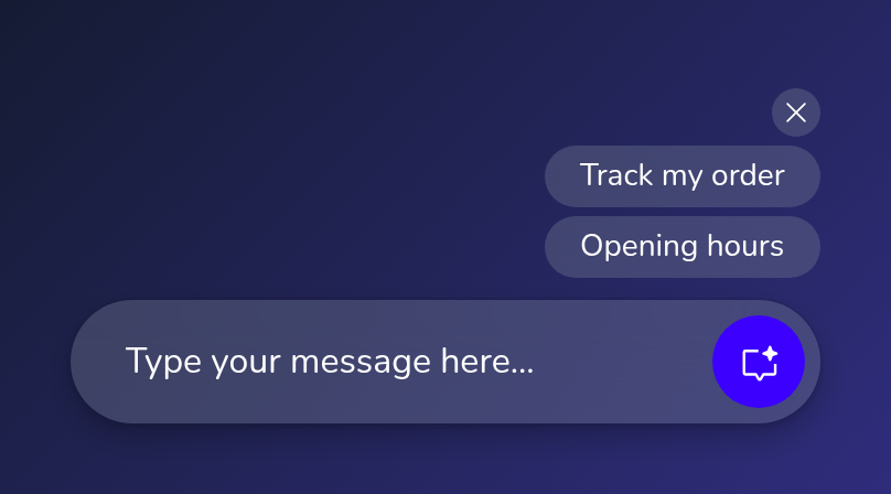 The chat bar button in the glass colour on a dark background